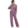 imageXIEERDUO Lounge Sets for Women 2 Piece V Neck Button Matching Sweatsuit Loungewear Fall Outfits Fashion Clothing PajamasPurple Red