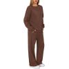 imageXIEERDUO Sweatsuits Women 2 Piece Outfit Matching Lounge Sets Fall Outfits 2025 Fashion Clothing Crewneck Track SuitsChocolate Brown