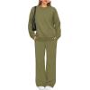 imageXIEERDUO Sweatsuits Women 2 Piece Outfit Matching Lounge Sets Fall Outfits 2025 Fashion Clothing Crewneck Track SuitsGrey Green