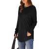 imageXIEERDUO Womens Tunic Tops to Wear with Leggings Long Sleeve Thumb Hole Shirts Crew Neck Curved HemBblack