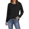 imageXIEERDUO Womens Tunic Tops to Wear with Leggings Long Sleeve Thumb Hole Shirts Crew Neck Curved HemCcolor Block Black