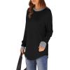 imageXIEERDUO Womens Tunic Tops to Wear with Leggings Long Sleeve Thumb Hole Shirts Crew Neck Curved HemCcolor Block Black