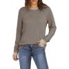 imageXIEERDUO Womens Tunic Tops to Wear with Leggings Long Sleeve Thumb Hole Shirts Crew Neck Curved HemCcolor Block Brown