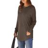 imageXIEERDUO Womens Tunic Tops to Wear with Leggings Long Sleeve Thumb Hole Shirts Crew Neck Curved HemDcoffee
