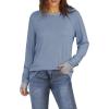 imageXIEERDUO Womens Tunic Tops to Wear with Leggings Long Sleeve Thumb Hole Shirts Crew Neck Curved HemRcolor Block Blue
