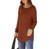 imageXIEERDUO Womens Tunic Tops to Wear with Leggings Long Sleeve Thumb Hole Shirts Crew Neck Curved HemRcolor Block Caramel