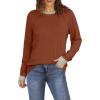 imageXIEERDUO Womens Tunic Tops to Wear with Leggings Long Sleeve Thumb Hole Shirts Crew Neck Curved HemRcolor Block Caramel