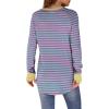 imageXIEERDUO Womens Tunic Tops to Wear with Leggings Long Sleeve Thumb Hole Shirts Crew Neck Curved HemStripe Pink Green