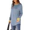 imageXIEERDUO Womens Tunic Tops to Wear with Leggings Long Sleeve Thumb Hole Shirts Crew Neck Curved HemStripe Pink Green