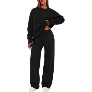 imageXIEERDUO Sweatsuits Women 2 Piece Outfit Matching Lounge Sets Fall Outfits 2025 Fashion Clothing Crewneck Track SuitsBlack