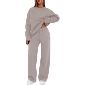 imageXIEERDUO Sweatsuits Women 2 Piece Outfit Matching Lounge Sets Fall Outfits 2025 Fashion Clothing Crewneck Track SuitsCoffegrey Pink