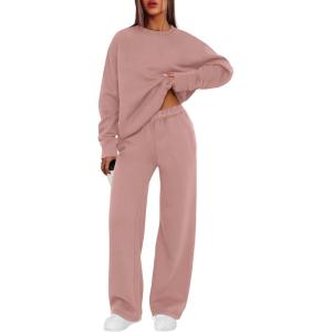 imageXIEERDUO Sweatsuits Women 2 Piece Outfit Matching Lounge Sets Fall Outfits 2025 Fashion Clothing Crewneck Track SuitsPink