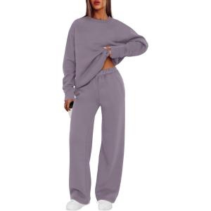 imageXIEERDUO Sweatsuits Women 2 Piece Outfit Matching Lounge Sets Fall Outfits 2025 Fashion Clothing Crewneck Track SuitsPurple