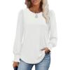 imageXIEERDUO Blouses for Women Dressy Casual Long Sleeve Shirts Fashion Clothing Puff Sleeve Tunic Tops with Smocked CuffsAwhite