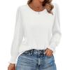 imageXIEERDUO Blouses for Women Dressy Casual Long Sleeve Shirts Fashion Clothing Puff Sleeve Tunic Tops with Smocked CuffsAwhite