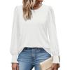 imageXIEERDUO Blouses for Women Dressy Casual Long Sleeve Shirts Fashion Clothing Puff Sleeve Tunic Tops with Smocked CuffsAwhite