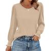 imageXIEERDUO Blouses for Women Dressy Casual Long Sleeve Shirts Fashion Clothing Puff Sleeve Tunic Tops with Smocked CuffsBbeige