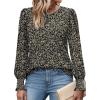 imageXIEERDUO Blouses for Women Dressy Casual Long Sleeve Shirts Fashion Clothing Puff Sleeve Tunic Tops with Smocked CuffsBlack Floral