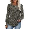 imageXIEERDUO Blouses for Women Dressy Casual Long Sleeve Shirts Fashion Clothing Puff Sleeve Tunic Tops with Smocked CuffsBlack Floral