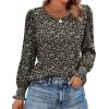 imageXIEERDUO Blouses for Women Dressy Casual Long Sleeve Shirts Fashion Clothing Puff Sleeve Tunic Tops with Smocked CuffsBlack Floral