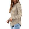 imageXIEERDUO Blouses for Women Dressy Casual Long Sleeve Shirts Fashion Clothing Puff Sleeve Tunic Tops with Smocked CuffsBrown Sripes