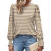 imageXIEERDUO Blouses for Women Dressy Casual Long Sleeve Shirts Fashion Clothing Puff Sleeve Tunic Tops with Smocked CuffsBrown Sripes