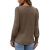 imageXIEERDUO Blouses for Women Dressy Casual Long Sleeve Shirts Fashion Clothing Puff Sleeve Tunic Tops with Smocked CuffsCcoffee