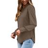 imageXIEERDUO Blouses for Women Dressy Casual Long Sleeve Shirts Fashion Clothing Puff Sleeve Tunic Tops with Smocked CuffsCcoffee