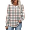 imageXIEERDUO Blouses for Women Dressy Casual Long Sleeve Shirts Fashion Clothing Puff Sleeve Tunic Tops with Smocked CuffsCgrey Block