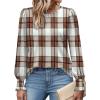imageXIEERDUO Blouses for Women Dressy Casual Long Sleeve Shirts Fashion Clothing Puff Sleeve Tunic Tops with Smocked CuffsCkhaki Block