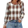 imageXIEERDUO Blouses for Women Dressy Casual Long Sleeve Shirts Fashion Clothing Puff Sleeve Tunic Tops with Smocked CuffsCkhaki Block