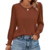 imageXIEERDUO Blouses for Women Dressy Casual Long Sleeve Shirts Fashion Clothing Puff Sleeve Tunic Tops with Smocked CuffsDcaramel