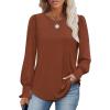 imageXIEERDUO Blouses for Women Dressy Casual Long Sleeve Shirts Fashion Clothing Puff Sleeve Tunic Tops with Smocked CuffsDcaramel