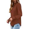 imageXIEERDUO Blouses for Women Dressy Casual Long Sleeve Shirts Fashion Clothing Puff Sleeve Tunic Tops with Smocked CuffsDcaramel