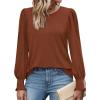 imageXIEERDUO Blouses for Women Dressy Casual Long Sleeve Shirts Fashion Clothing Puff Sleeve Tunic Tops with Smocked CuffsDcaramel