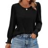 imageXIEERDUO Blouses for Women Dressy Casual Long Sleeve Shirts Fashion Clothing Puff Sleeve Tunic Tops with Smocked CuffsEblack