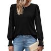 imageXIEERDUO Blouses for Women Dressy Casual Long Sleeve Shirts Fashion Clothing Puff Sleeve Tunic Tops with Smocked CuffsEblack