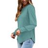 imageXIEERDUO Blouses for Women Dressy Casual Long Sleeve Shirts Fashion Clothing Puff Sleeve Tunic Tops with Smocked CuffsFblue Green