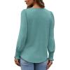 imageXIEERDUO Blouses for Women Dressy Casual Long Sleeve Shirts Fashion Clothing Puff Sleeve Tunic Tops with Smocked CuffsFblue Green