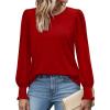 imageXIEERDUO Blouses for Women Dressy Casual Long Sleeve Shirts Fashion Clothing Puff Sleeve Tunic Tops with Smocked CuffsGred