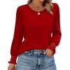 imageXIEERDUO Blouses for Women Dressy Casual Long Sleeve Shirts Fashion Clothing Puff Sleeve Tunic Tops with Smocked CuffsGred
