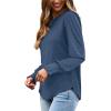 imageXIEERDUO Blouses for Women Dressy Casual Long Sleeve Shirts Fashion Clothing Puff Sleeve Tunic Tops with Smocked CuffsHblue