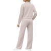 imageXIEERDUO Lounge Sets for Women 2025 Sweatsuit 2 Piece Outfits Sweatshirt Wide Leg Sweatpant Tracksuit Matching SetApricot