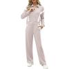 imageXIEERDUO Lounge Sets for Women 2025 Sweatsuit 2 Piece Outfits Sweatshirt Wide Leg Sweatpant Tracksuit Matching SetApricotwhite