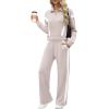 imageXIEERDUO Lounge Sets for Women 2025 Sweatsuit 2 Piece Outfits Sweatshirt Wide Leg Sweatpant Tracksuit Matching SetApricotwhite