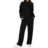 imageXIEERDUO Lounge Sets for Women 2025 Sweatsuit 2 Piece Outfits Sweatshirt Wide Leg Sweatpant Tracksuit Matching SetBlack
