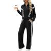imageXIEERDUO Lounge Sets for Women 2025 Sweatsuit 2 Piece Outfits Sweatshirt Wide Leg Sweatpant Tracksuit Matching SetBlack Splice