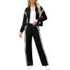 imageXIEERDUO Lounge Sets for Women 2025 Sweatsuit 2 Piece Outfits Sweatshirt Wide Leg Sweatpant Tracksuit Matching SetBlack Splice