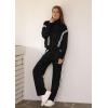 imageXIEERDUO Lounge Sets for Women 2025 Sweatsuit 2 Piece Outfits Sweatshirt Wide Leg Sweatpant Tracksuit Matching SetBlack Splice