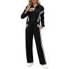 imageXIEERDUO Lounge Sets for Women 2025 Sweatsuit 2 Piece Outfits Sweatshirt Wide Leg Sweatpant Tracksuit Matching SetBlack Splice